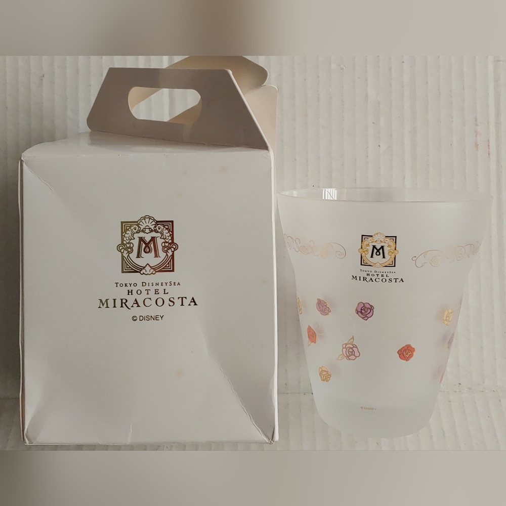 Mickey & Minnie Tokyo DisneySea Hotel MiraCosta Glass Rare Souvenir with Box